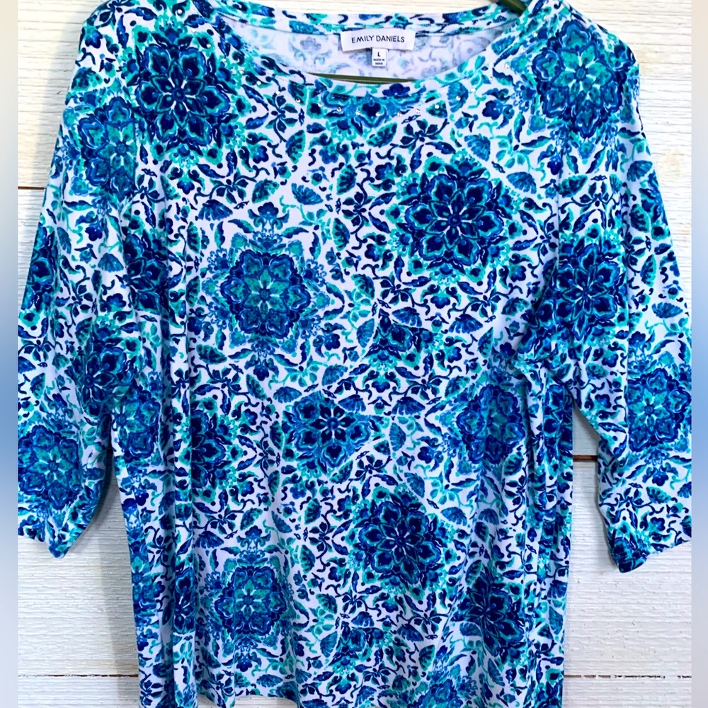 Floral Print Top by Emily Daniels Size L. *NEW* - Picture 2 of 11